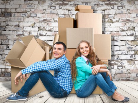 Removal van and packing boxes prepared for a local house move in Westwimbledon