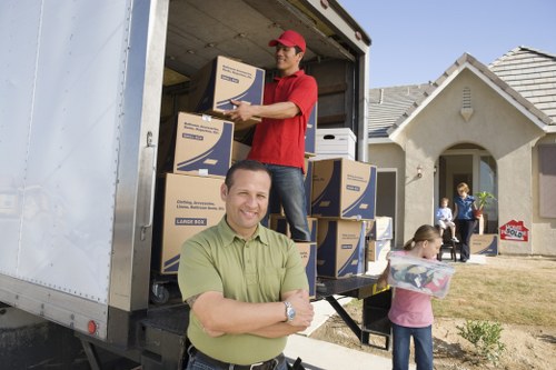 Moving van loaded with household furniture